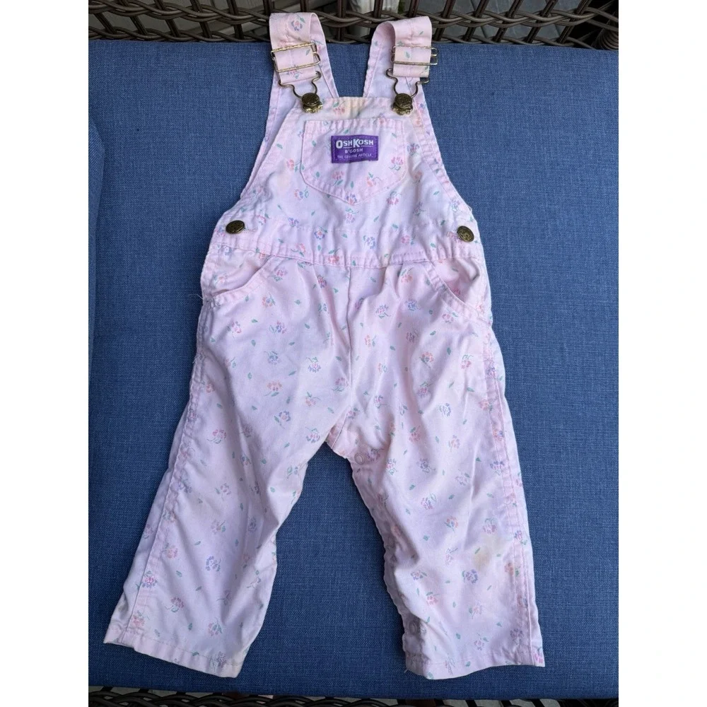 Vintage Oshkosh Baby B'Gosh Vestbak Overall Floral Print 12M